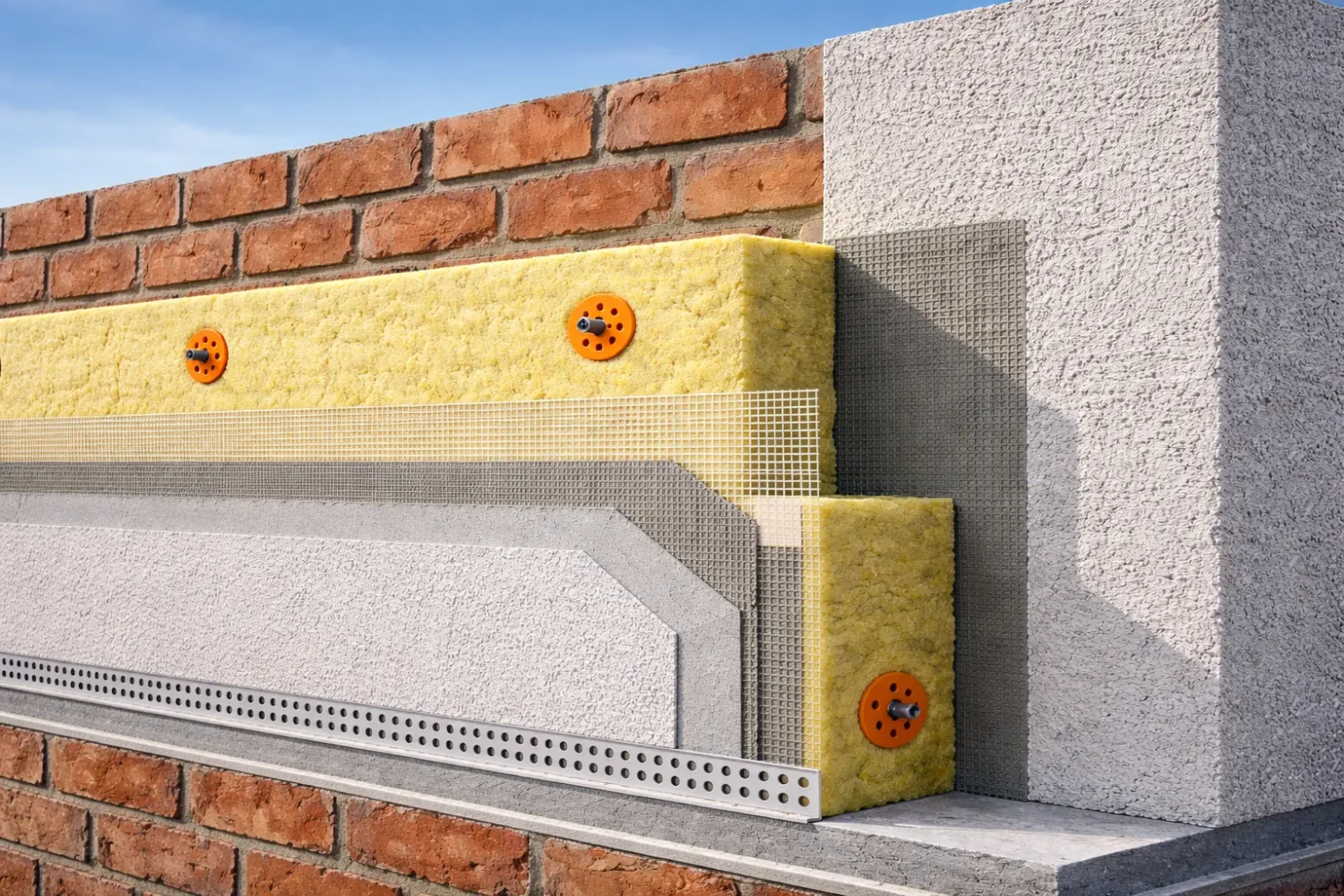 Przekrój warstwy ściany zewnętrznej